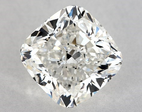This 2.51 carat cushion modified diamond I color SI2 clarity has Ideal proportions and a diamond grading report from GIA
